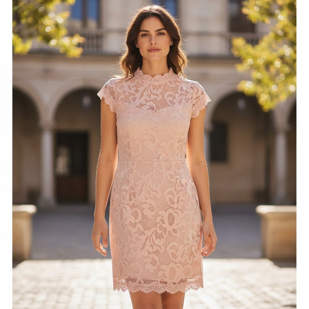 Sans Souchi NWT Lace Fairy Lined Pale Pink Dress Size L